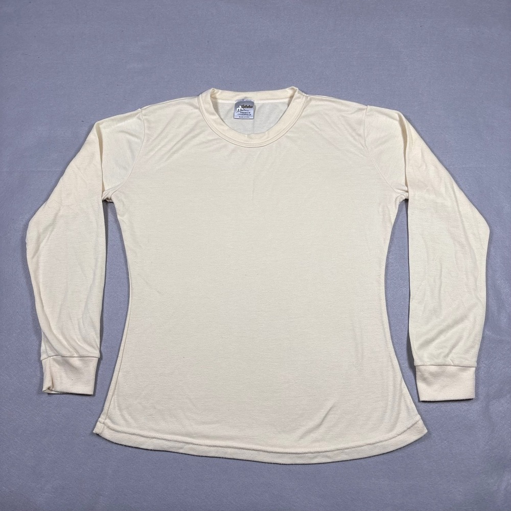 Cabelas Premium Underwear Mens Cream Long Sleeve Thermal Base Layer Made in USA